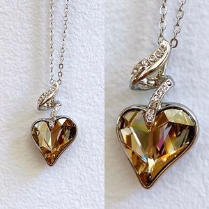 Champagne Cz Heart Pendant Necklace NEW